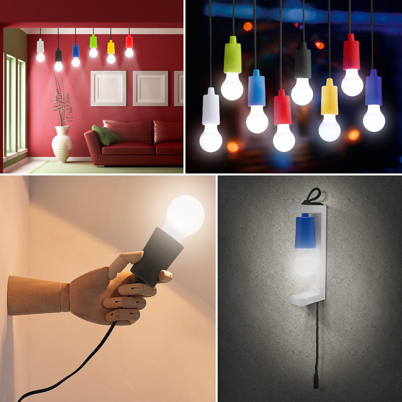 Závesná LED lampa s ťahovým vypínačom-zelená