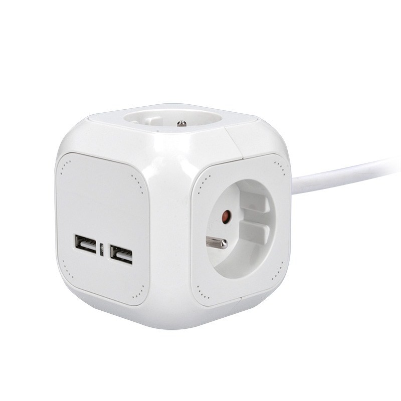 Solight Predlžovací kábel - kocka, 4 zásuvky+ 2× USB