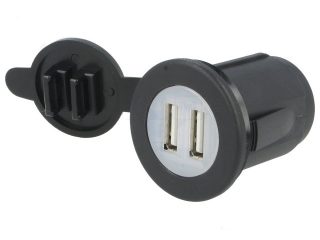 Autoadaptér USB A zásuvka 2 x 5V/2x2,1A so západkou