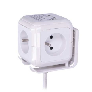 Solight Predlžovací kábel - kocka, 4 zásuvky+ 2× USB