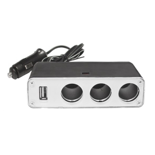 Autoadaptér 3x 12/24V, 1x USB LEXTON LX-403V