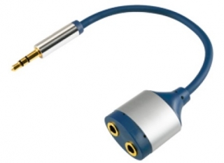 Audio rozbočovač, 3,5mm/2x3,5mm kovová stereo zásuvka, 0,15m-SAL-AC 15M