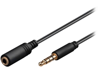  Audio kábel, 3,5mm 4-pin vidlica/3,5mm 4-pin jack zásuvka 0,5m