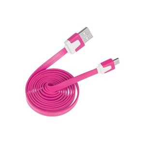 Kábel USB/USB micro plochý 1m červený